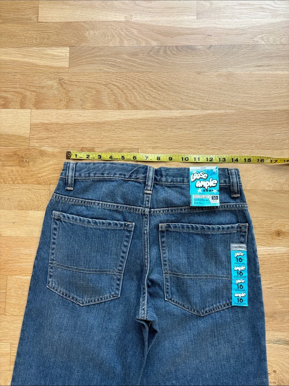 NWT Old Navy Loose Ample Baggy Jeans 16 Regular Youth Adjustable Waist